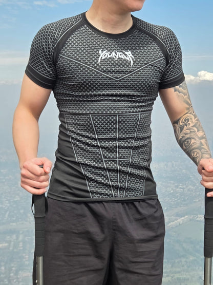 Camiseta de Compresión Deportiva – Black Hex